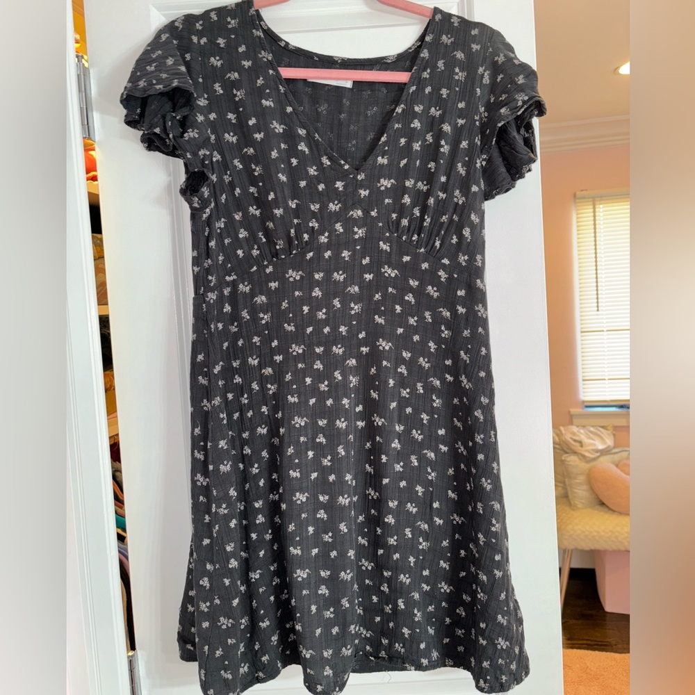Black dress with floral details from primark, size 8